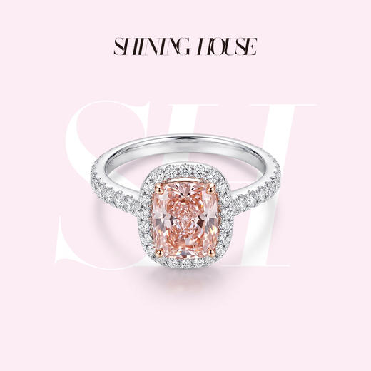ShiningHouse[培育] 粉钻系列 18k金钻石戒指 长方形1.6克拉钻人工真钻人造钻石K金戒指时尚钻石戒指卓越匠心奢耀臻献【此商品不支持7天无理由退货退款】预计3日发货 商品图0
