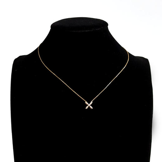 莱绅通灵AU750黄金经典时尚四叶草造型0.073克拉钻石配玛瑙吊坠项链 链长：40CM 260126TB59 商品图5