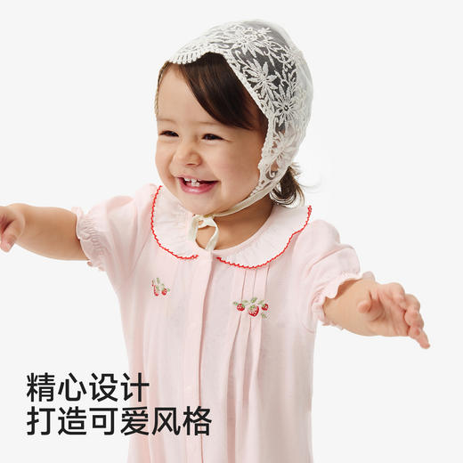 【莫代尔】英氏婴儿衣服夏季女宝宝A类一等品连体衣薄款短袖连身衣可爱哈衣 商品图1