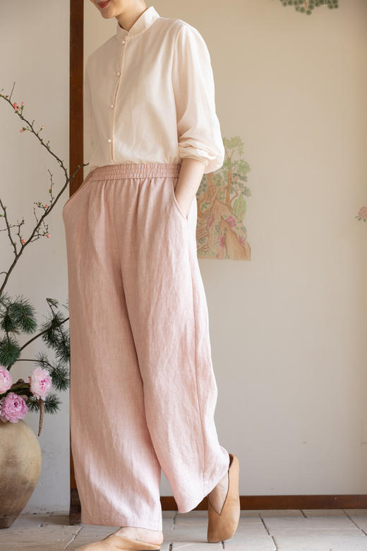 牧衣游原创汉麻休闲长裤新款自在随性松弛感宽松百搭裤子 山外山 商品图5