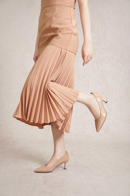 【静音系列】千百度2026春季新款裸色细高跟鞋春季通勤单鞋女真皮浅口A26171611 商品图3