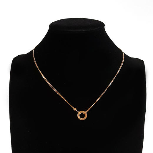 【天然正品】AU750玫瑰金经典时尚定制款小圆饼钻石吊坠项链链长：45CM（长度可调节）300126NJS24 商品图5