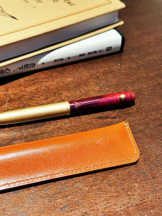 新品【升级版真皮套装】黄铜檀木签字笔 商品图9
