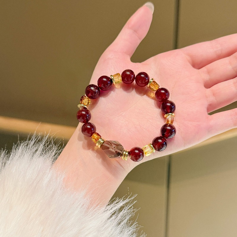 ARSIS｜晶石系列 元气稳运·石榴石茶水晶串珠手链