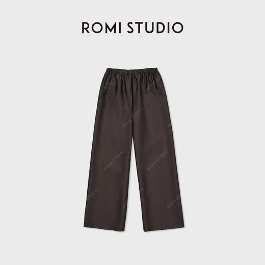 ROMI STUDIO"无缝裤"真丝羊毛混纺光泽松紧腰直筒裤RWCAX06889 商品图2