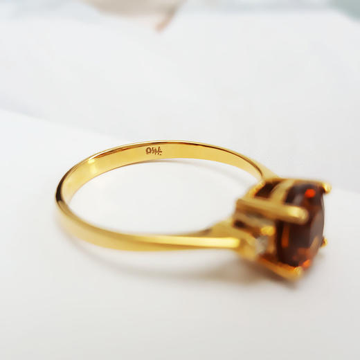 【天然正品】AU750黄金镶钻镶天然约1克拉橙色蓝宝石（忠贞、热情）戒指17号（戒圈可改）290126NJM46 商品图6