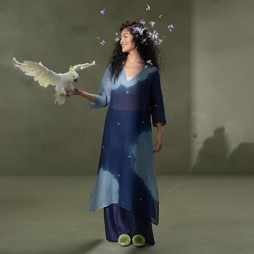 【林栖设计小店】植物染色|手工云绞丝麻百搭多色宽松开衩2026春新款衬衣1961025 商品图7