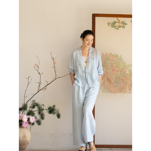 牧衣游原创汉麻休闲长裤新款自在随性松弛感宽松百搭裤子 山外山 商品图3