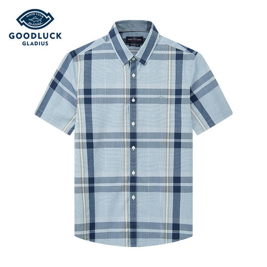 【棉感】德鲨鲨鱼男装短袖条纹衬衫2026夏新款休闲衬衣 商品图0