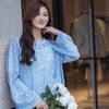 【林栖设计小店】绮花澄意|浅兰色提花肌理2026春新款宽松毛织上衣1961218 商品缩略图2