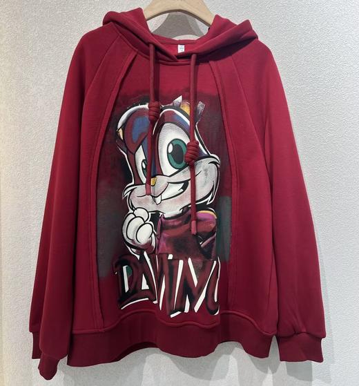 NC连帽大卡通图案加绒卫衣51015（红）冬季254020050321 商品图0