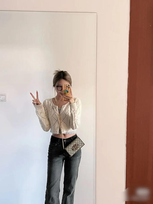 GUCCI1955Horsebit Woc 乌木色拼棕 老花 链条包 商品图3