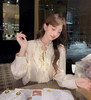 张心子【琉光漫歌】法式小资系带荷叶边雪纺衫女春新款洋气衬衫 U2602077 商品缩略图8