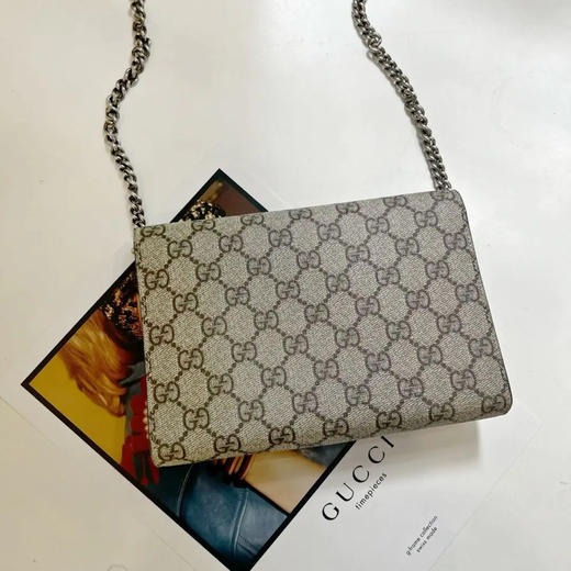 GUCCI  酒神 woc 乌木色 小号 老花 链条包 商品图1