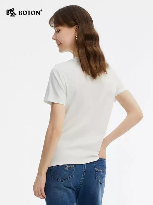 [棉麻混纺]波顿夏季女士圆领短袖t恤美式天丝高级感上衣LT325225 商品图3