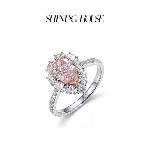 ShiningHouse[培育] 粉钻系列 18k金钻石戒指 水滴形1克拉钻人工真钻人造钻石K金戒指时尚钻石戒指卓越匠心奢耀臻献【此商品不支持7天无理由退货退款】预计3日发货 商品图1