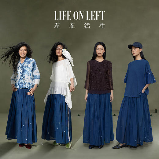 【林栖设计小店】植物染色|手工植物蓝萤虫绞婴儿棉2026春新款密褶半身裙1961014 商品图4