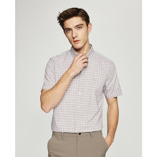 【棉混纺】德鲨鲨鱼短袖格子衬衫男2026夏新款休闲衬衣男 商品图2