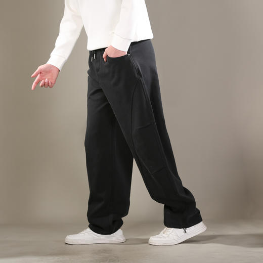 DRONKOO 2026 抽绳松紧腰前结构口袋同色钉扣喷色做旧中厚卫裤长裤 商品图1