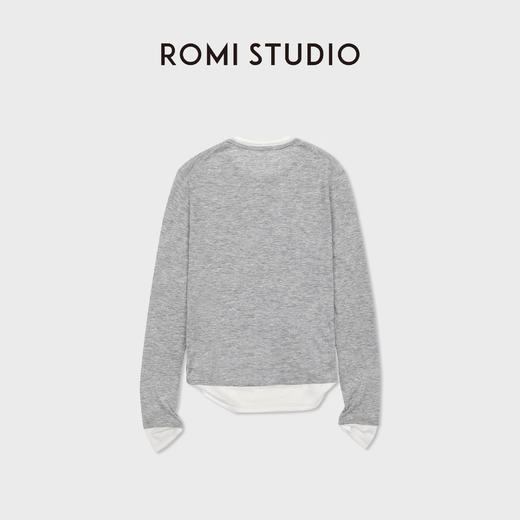 ROMI STUDIO100%水溶羊毛轻薄柔软假两件针织上衣 RWCASU6753 商品图3