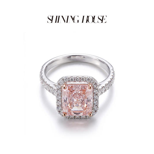 ShiningHouse[培育] 粉钻系列 18k金钻石戒指 公主方形2克拉钻人工真钻人造钻石K金戒指时尚钻石戒指卓越匠心奢耀臻献【此商品不支持7天无理由退货退款】预计3日发货 商品图2