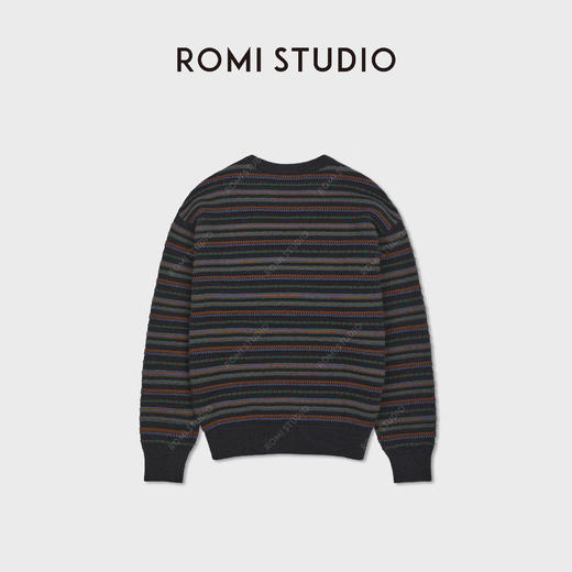 ROMI STUDIO“冬日松弛”100羊毛条纹针织挺括套头毛衣RWCWSU7412 商品图2