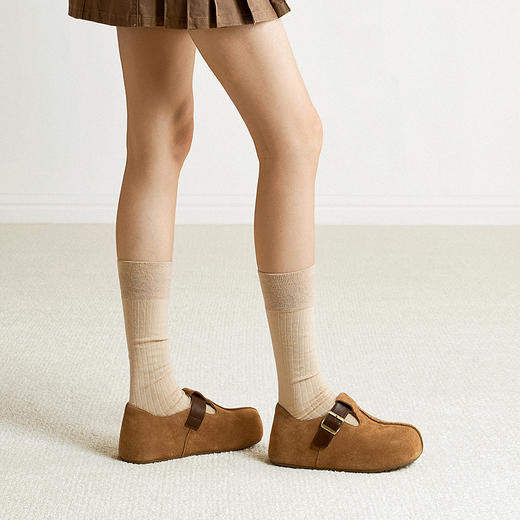 【上新】千百度薄底软萌圆头全包勃肯鞋女2026春季平底深口单鞋A26101001 商品图2