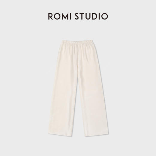 ROMI STUDIO"无缝裤"真丝羊毛混纺光泽松紧腰直筒裤RWCAX06889 商品图3