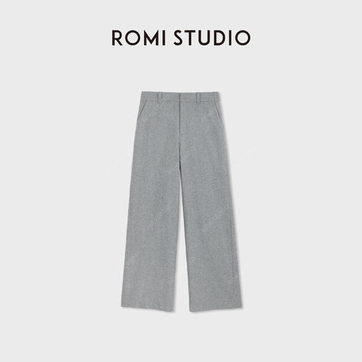 ROMI STUDIO经典绵羊毛混纺缩绒四面弹工艺直筒灰西裤RWBWXB1659 商品图0