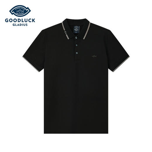 【莱赛尔】德鲨鲨鱼黑色短袖POLO衫男青年夏季新款翻领T恤 商品图0