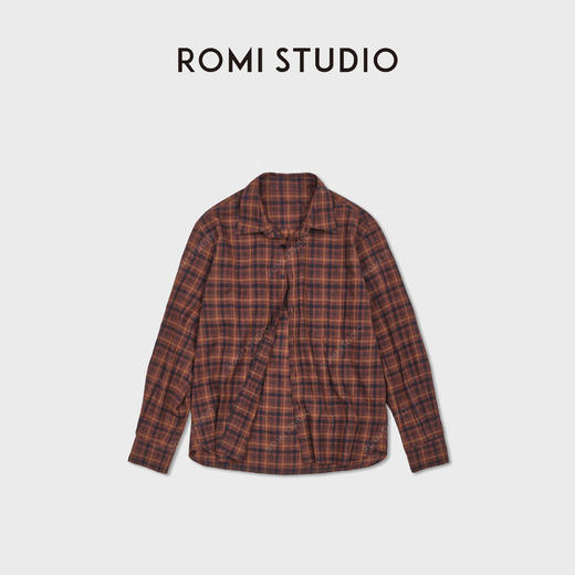 ROMI STUDIO“轻盈无物”汉麻莱赛尔呼吸感长袖格子衬衫 RWDSS61768 商品图0