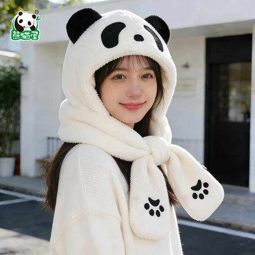 熊猫屋PANDAHOUSE 连帽围巾米色亲子款 商品图0