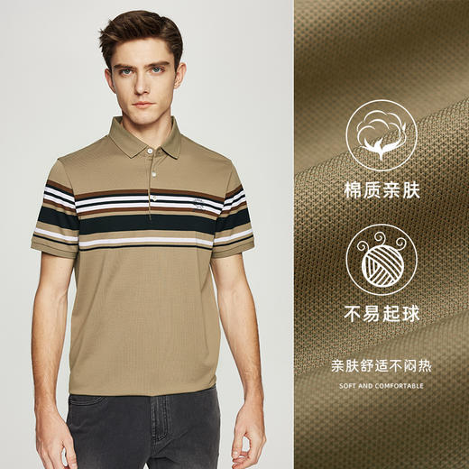 【莱赛尔】德鲨鲨鱼短袖POLO衫男青年时尚条纹撞色翻领T恤 商品图2