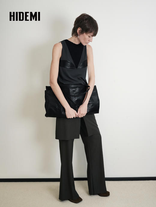 HIDEMI 设计感假两件修身微喇裤长裤裙裤 商品图8