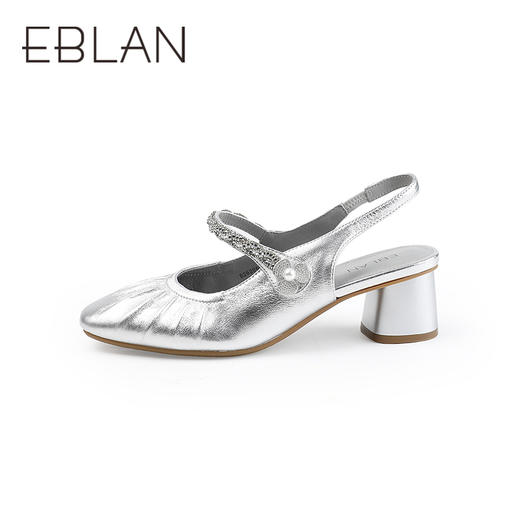 【上新】伊伴2026夏季甜美减龄扭结水钻饰带后空玛丽珍皮鞋B26206072 商品图1