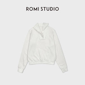 ROMI STUDIO高克重精梳棉柔感极简立领按扣长袖卫衣RWDSS82214