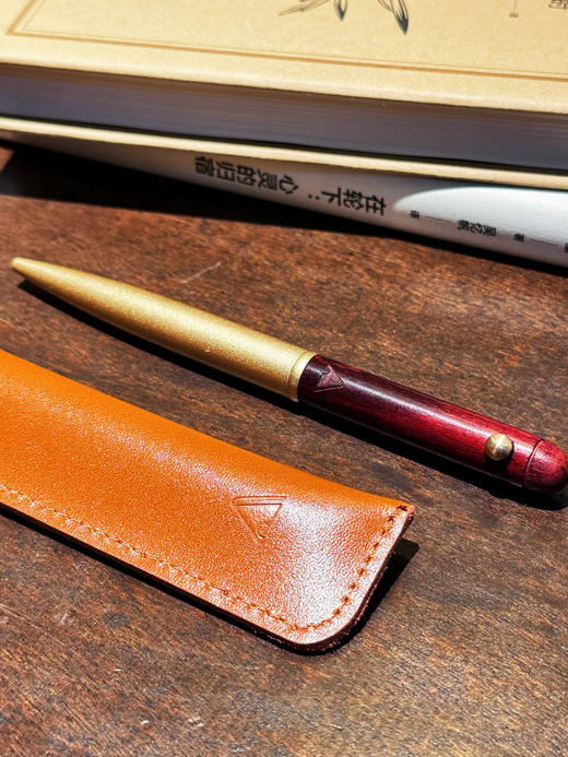 新品【升级版真皮套装】黄铜檀木签字笔 商品图10