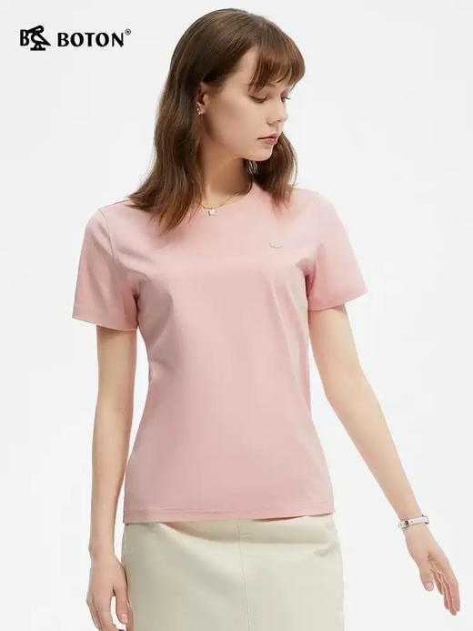 [棉麻混纺]波顿夏季女士圆领短袖t恤美式天丝高级感上衣LT325225 商品图2