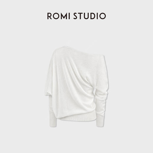 ROMI STUDIO100高支绵羊毛松弛感落肩套头毛织长袖RWDSS61743 商品图2
