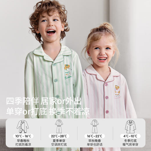 【宝宝服饰】嫚熙儿童家居服套装果柔棉男女童居家空调服分体睡衣 商品图4