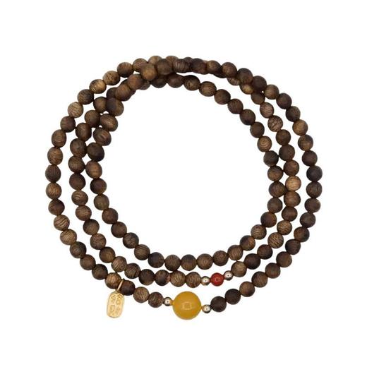 【粉丝专属❗️天然文莱沉香手串】吉祥礼饰，福配圆满。锦绣南红，吉祥蜜蜡，腕间雅韵！三圈叠戴蜜蜡南红转运珠奇楠手链小米珠檀 商品图4