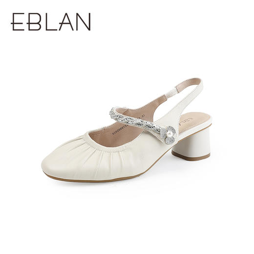 【上新】伊伴2026夏季甜美减龄扭结水钻饰带后空玛丽珍皮鞋B26206072 商品图0