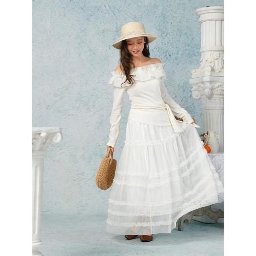 减龄木耳边网纱长半裙-纪念日百货门店同款169794150 商品图1