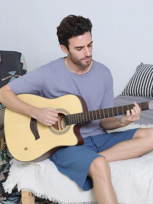 【提花棉莫代尔系列】舒雅男士圆领短袖短裤套装 莫代尔+棉 39/27133H 商品图0