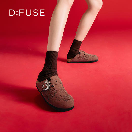 Dfuse迪芙斯2026春季新款镂空雕花半包头勃肯鞋拖鞋DFE1110077 商品图2