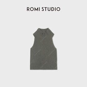 ROMI STUDIO时尚舒适复古简约百搭纯色半高领无袖背心RWCSST1886