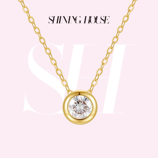 ShiningHouse[培育] 18k金钻石项链 圆钻形人工真钻人造钻石K金项链可调节简约钻石项链泡泡钻石项链悦己送礼臻选【此商品不支持7天无理由退货退款】预计3日发货 商品图4