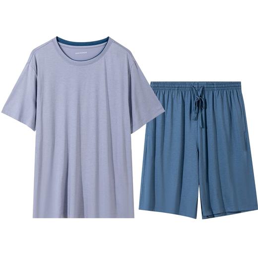 【提花棉莫代尔系列】舒雅男士圆领短袖短裤套装 莫代尔+棉 39/27133H 商品图2