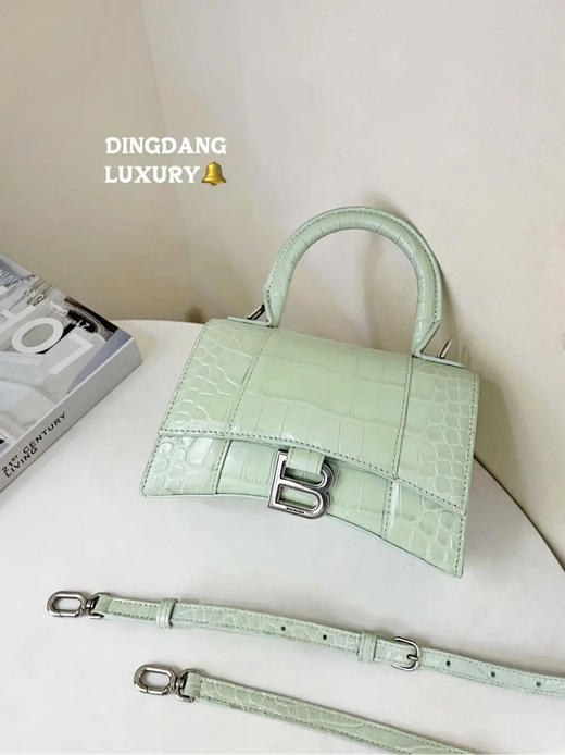 巴黎世家 xs 鳄鱼纹牛皮 薄荷绿 沙漏包 商品图0