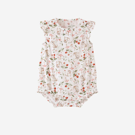 【凉感莱赛尔】英氏婴儿衣服夏季女宝宝松鼠树莓图案连体衣休闲连身包屁衣 商品图4